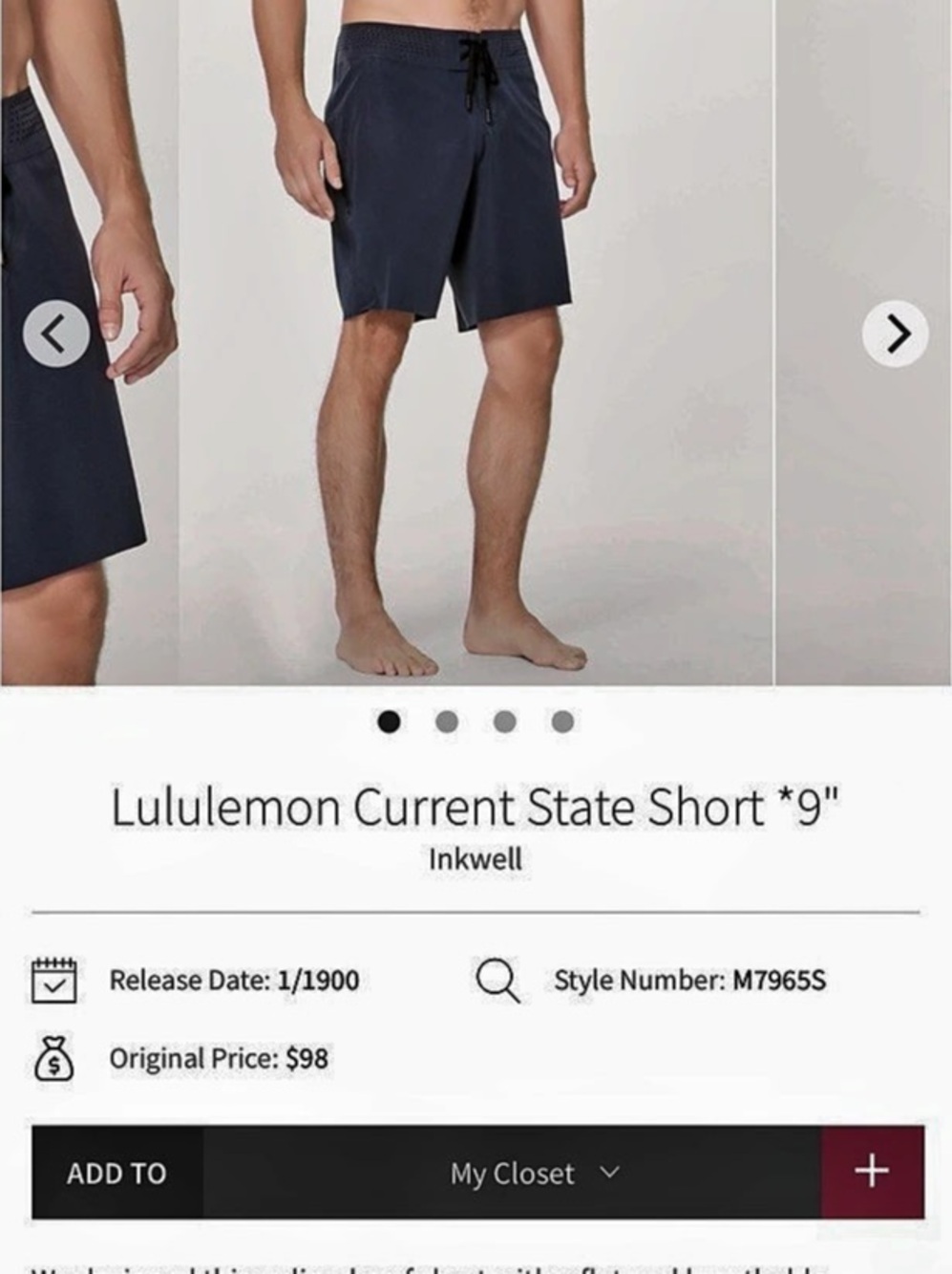 lululemon Current State Short 9" Men's Athletic Shorts Like New waterproof mater